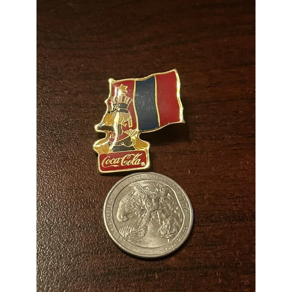 Vintage 1984 Los‎ Angeles Olympics Coca Cola Sam Eagle Mongolia Flag Lapel Pin